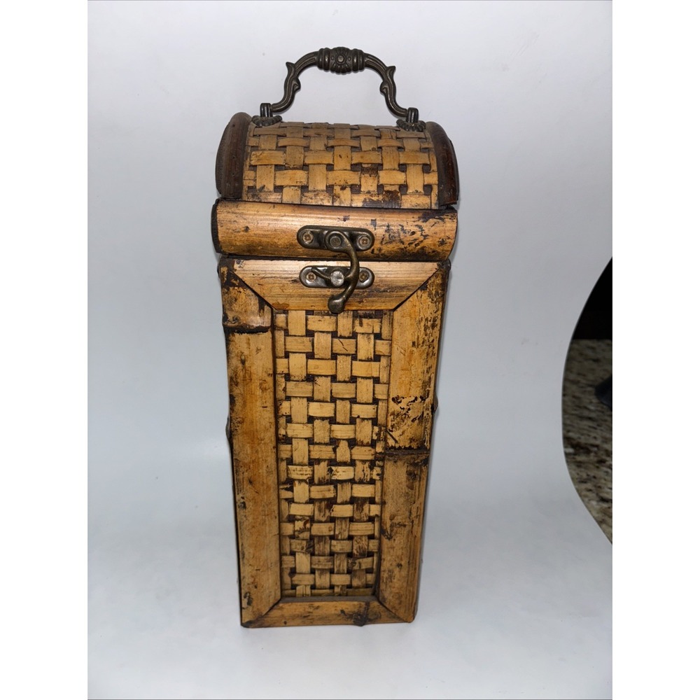 VTG Three‎ HandsCorp. Wine/Liquor Wood BAMBOO  BOTTLE CARRY CASE 3339